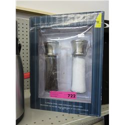 8" stainless steel & glass salt & pepper mills