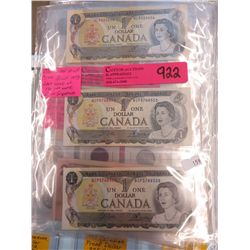 1973 Canadian $1.00 Bills - last year
