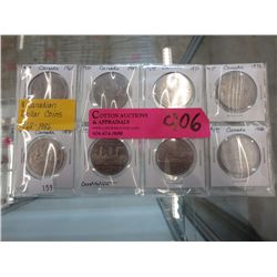 8 Canadian $1 Dollar coins 1968 - 1986