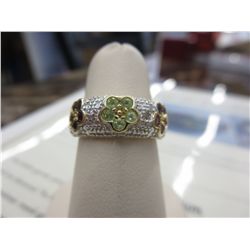 Garnet, peridot, amethyst & diamond dinner ring