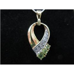 Peridot & diamond sterling silver & gold necklace