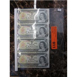 4 x Uncirculated Old Canada $1 bills