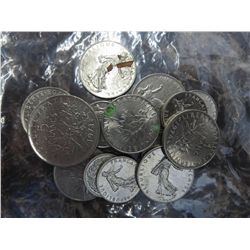 Bag of French coins 15 Franc value