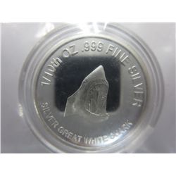 .999 Solid silver Great White Shark coin