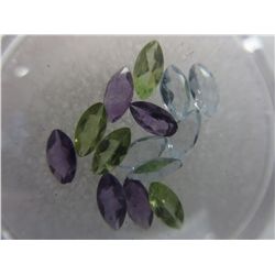 Gem jar filled with marquise cut misc. gemstones