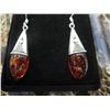 Image 1 : Sterling silver Baltic amber French hook earrings
