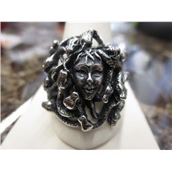 Medusa head stainless still biker's ring