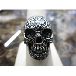 Ed Hardy style stainless steel tattoo skull ring
