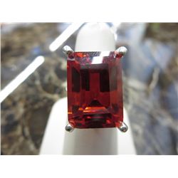 Estate emerald cut crystal sterling silver ring