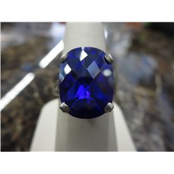 Estate cushion cut purple crystal silver ring