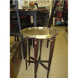 Oriental collapsible table with brass top