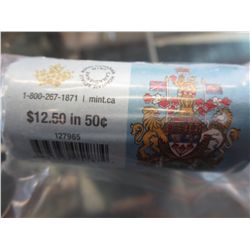 Sealed Roll of Royal Canadian Mint 50 cent coins