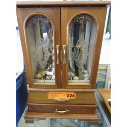 Standing jewelry case and contents