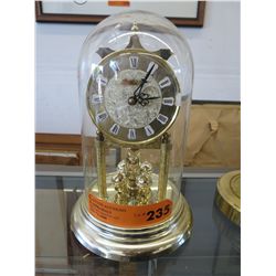 Dome covered Anniversary clock 10" tall, 6" dia