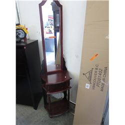 Standing hall mirror with shelves