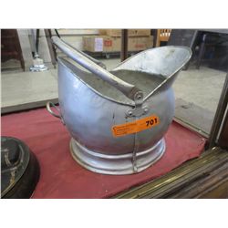 Vintage brass coal scuttle - painted grey