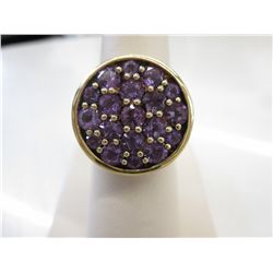 Estate .925 sterling silver purple crystal ring