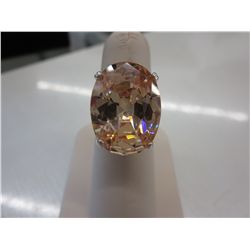 Estate .925 sterling silver yellow crystal ring