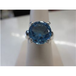 Estate .925 sterling silver blue crystal ring