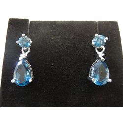 London blue topaz & diamond earrings - NEW