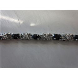 Blue sapphire & diamond tennis bracelet