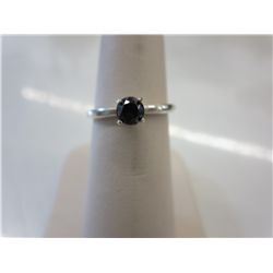 Genuine black diamond solitaire ring