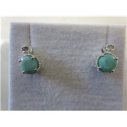 2.01 Carat emerald & diamond stud earrings