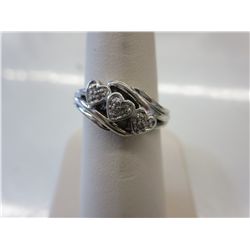Sterling silver diamond heart ring