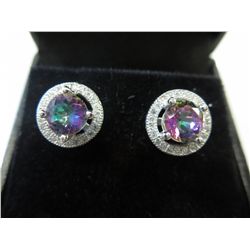 Brand new white topaz & mystic topaz earrings