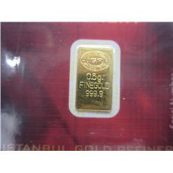 .999 Solid gold Turkish mint bar .5 grams