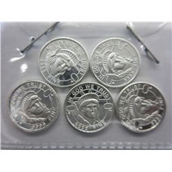 5 x .9999 Solid silver - Statue of Liberty coins