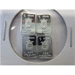 4 x .999 Solid silver - Scottsdale Lion bars