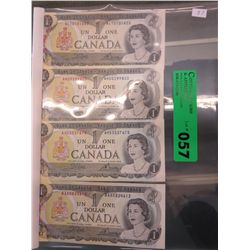 4 x Canadian $1 uncirculated bills