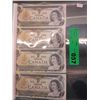 Image 1 : 4 x Canadian $1 uncirculated bills