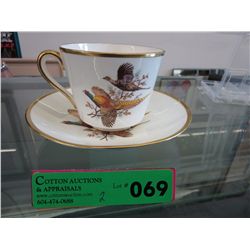 Oversized china cup and saucer - Pheasant design