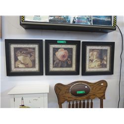 3 Prints with matching wood frames