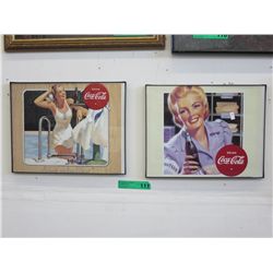 2 Framed Coca Cola advertising prints