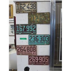 6 Vintage BC License plates 1957-1962