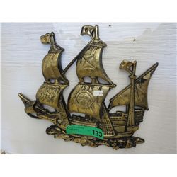 Brass ship wall plaque