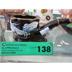 Vintage glazed pipe shaped ashtray