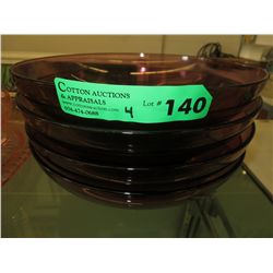 4 Mid-century purple glass bowls