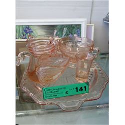 5 Pcs of pink depression glass
