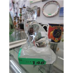 Vintage clear glass cat statue w/ frosted base