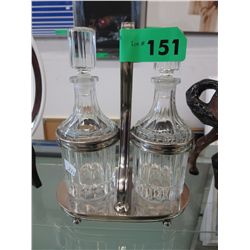 Vintage silver plated crystal cruet set