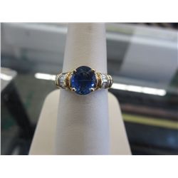 14KT yellow gold Sapphire & Diamond Cocktail ring