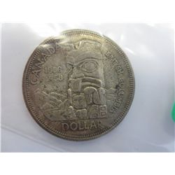 1958 Canada Totem Death Dollar, 80% silver