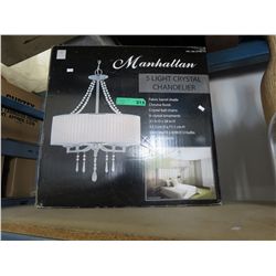 5 light crystal chandelier w/drum shade