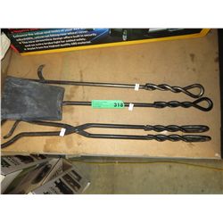 Set of wrought iron fire place tools - 3pcs.