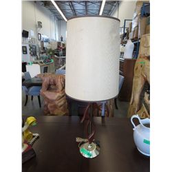 Vintage brass and wood table lamp
