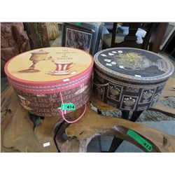 2 Hat box style storage boxes
